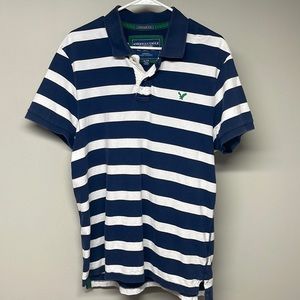 Vintage Fit AE American Eagle Outfitters Blue White Stripe Polo size XL